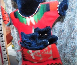 folk art bear puppet a